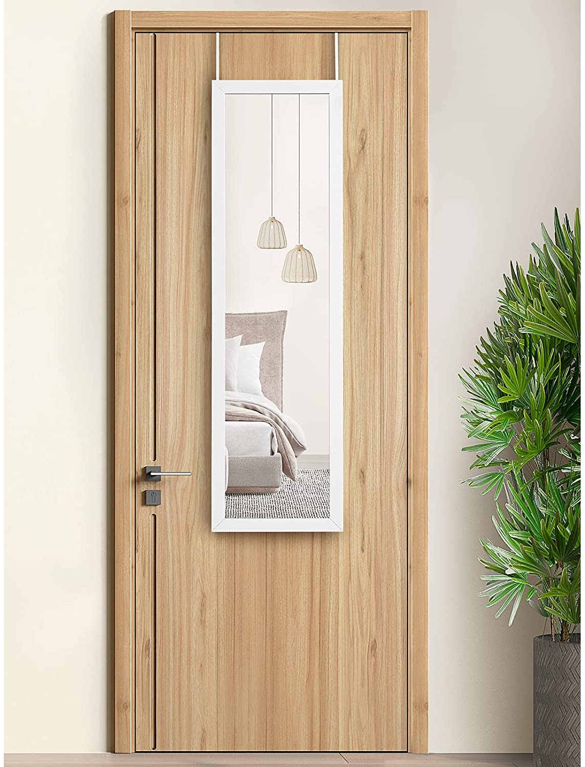 Over the Door Full Length Mirror Black or White Hanging Bedroom Wardrobe Workout Over the Door Full Length Mirror Black or White Hanging Bedroom Wardrobe Workout